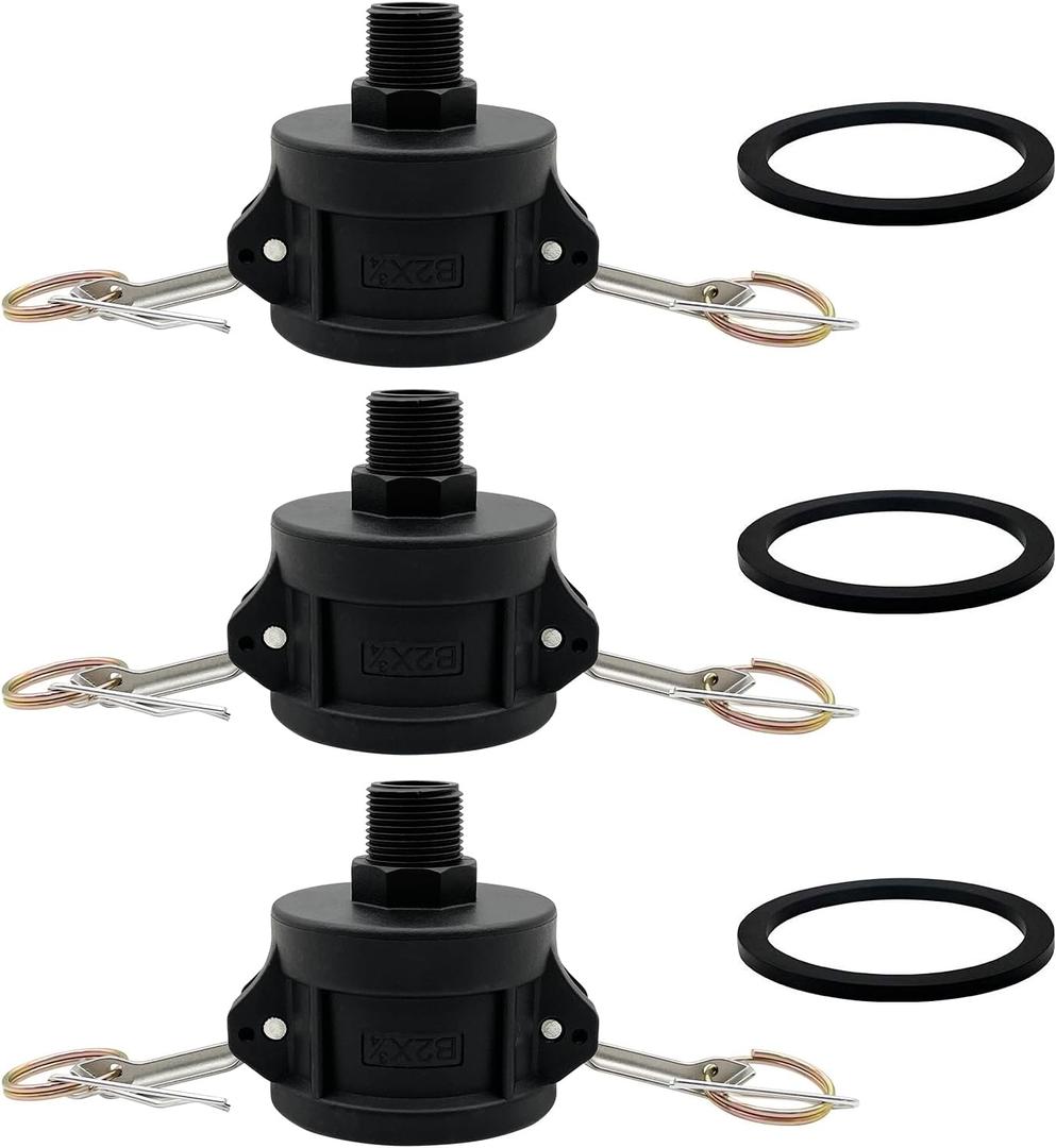 SAFBY 3pcs Gallon IBC Tote Fittings Adapter 275 330 Male Thread 2" Camlock to 3/4 inch Garden Water Hose