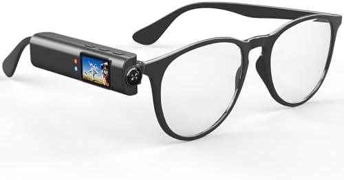 Hands-Free POV Sports Camera for Glasses 2.7K HD, 110 Degree Wide Angle Mini Body Cam with Glasses, Wearable Cam Wifi APP Connection, First-Person View Camera for Traveling Cycling Vlogging(Ink)
