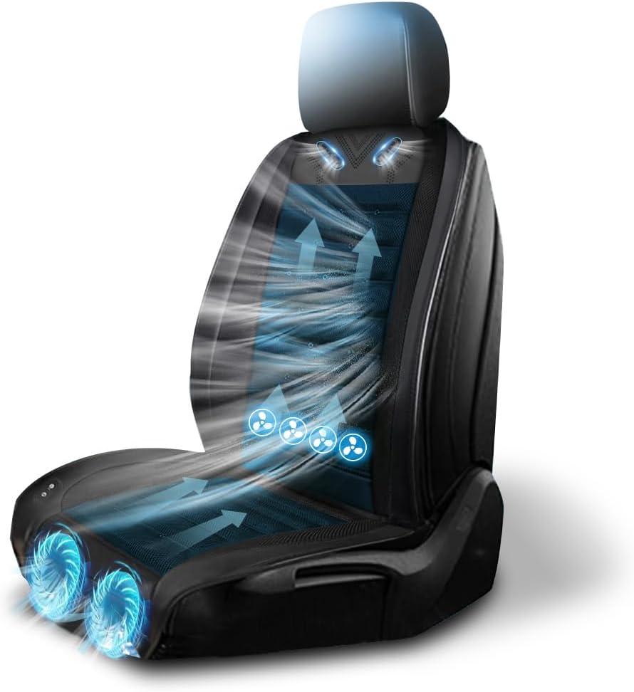 Cooling Car Seat Cover Front Seat,Ventilated Car Seat Cooling Pad with 30-Air-Outlets,Cooling Car Seat Cushion with 3-Speed Modes,Seat Coolers Universal Fit for 12V Car SUV (Black)