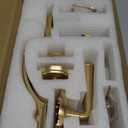 1 Pack Gold Front Door Handle and Deadbolt Set Reversible Lever Entry Lock Handleset with Key Single Cylinder (Satin Brass)