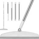 Multifunction Magic Broom, 54 Inch Adjustable Long Handle Silicone Floor Squeegee, Sweep and Scrape 2 in 1 Household Cleaning Broom for Floor, Bathrooms, Kitchens, Showers, Pet Hair, Glass,White