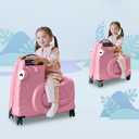 Kids Ride-on Luggage with Spinner Wheels Suitcase, Kid's Ride-On Suitcase Help Your Child Relax, Carry On Trolley Luggage with Password Lock (Pink, 22 inches)