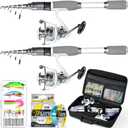 Ghosthorn Fishing Rod and Reel Combo Carbon Fiber Telescopic Fishing Pole Carrier Bag Portable Kit Saltwater Freshwater (2 Pack Rod&Reel Combos with one Bag, 1.8m 6ft)