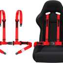 Yakitoko Universal 4 point Safety Harness Set 2 inch Fits Go Kart, UTV, ATV, Racing Red