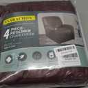 ANARACHON Leather Look Recliner Chair Covers, 4-Pieces Stretch Recliner Cover, Soft Reclining Chair Slipcover, Washable Furniture Protector for Pets (1 XL Seater, 07 Red)