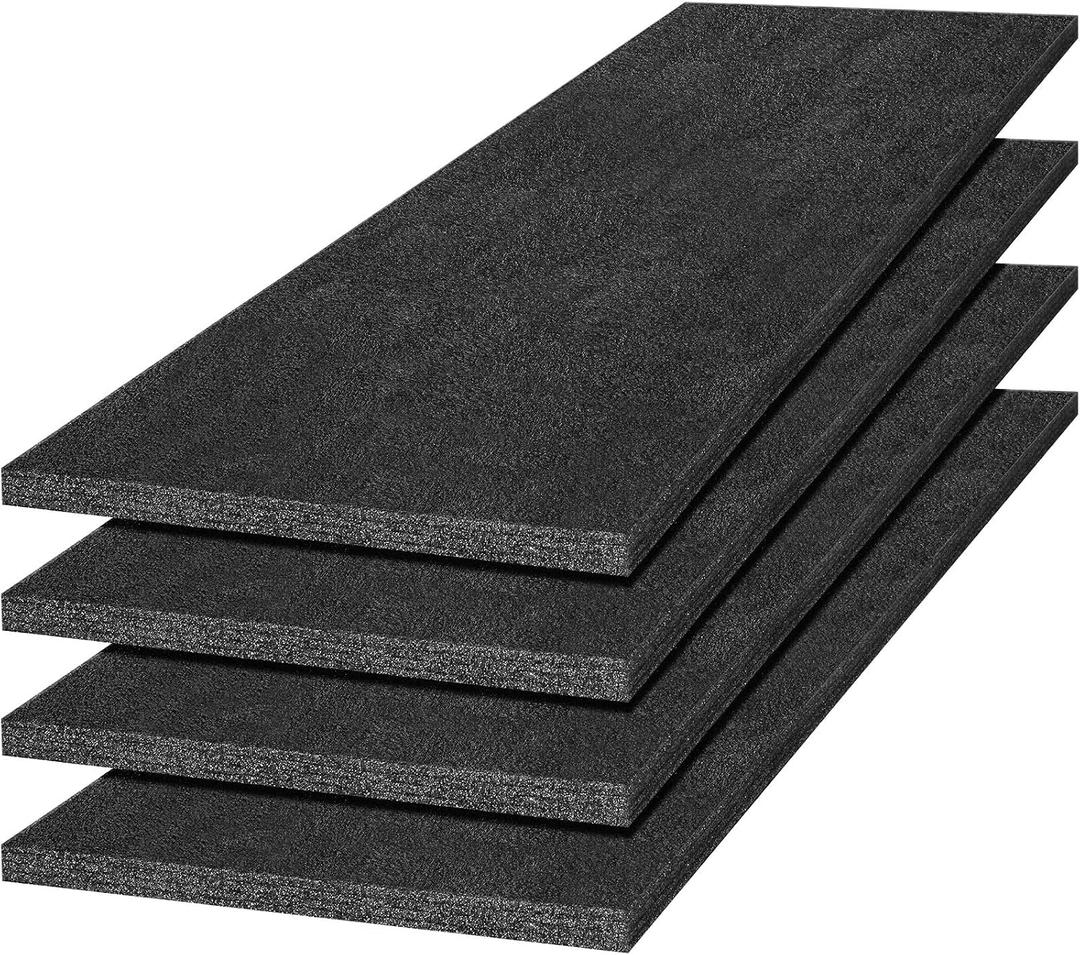 Pushglossy 4 Pcs Polyethylene Foam Sheet Apart Insert Pad Cushion Foam Packing Cuttable Craft for Toolbox Case Storage Camera DIY Crafts Projects Organization (54 x 16 x 1 Inch)