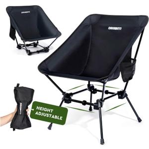 Lightweight Camping Chair, Portable Folding Chair for Camp, Backpacking, Beach, Hiking, Outdoors, Picnics, Black