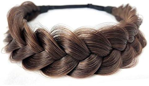 TOECWEGR Synthetic Hair Braided Headband Classic Wide Strands Wedding Disorderly Fluffy Braids Wig Band Women Beauty Accessory