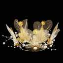 Flowers Mesh Pearls Crown Cake Topper For Weddings, Parties, Costume, Cosplay, Photography Prop