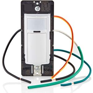 Leviton Motion Sensor Light Switch, Motion Activated, Auto-On/Auto-Off or Manual-On, 5A, No Neutral Wire Required, Single Pole or 3-Way, DOS05-1LZ, White/Ivory/Light Almond