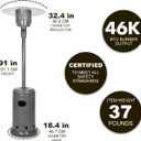 Amazon Basics 46,000 BTU Portable Outdoor Propane Patio Heater with Wheels, Commercial & Residential with Water Tank, Adjustable Heat Output, 9-Foot Radius, Slate Gray, 32.1"L x 32.1"W x 91.3"H
