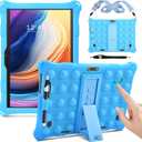 DETUOSI Silicone Case Compatible with Dragon Touch Notepad K10, 10 inch Universal Tablet Case, Multi-Angle Protective Cover for ZONKO K105 10 inch, Winsing 10 with Strap & Stylus Pen, Blue