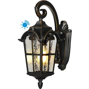 DEWENWILS Dusk to Dawn Outdoor Wall Light, Waterproof Exterior Light Fixture, Black Roman 17.7" H Wall Mount Sconce Porch Lights, Outside Wall Lantern for House, Garage, Patio, E26 Socket