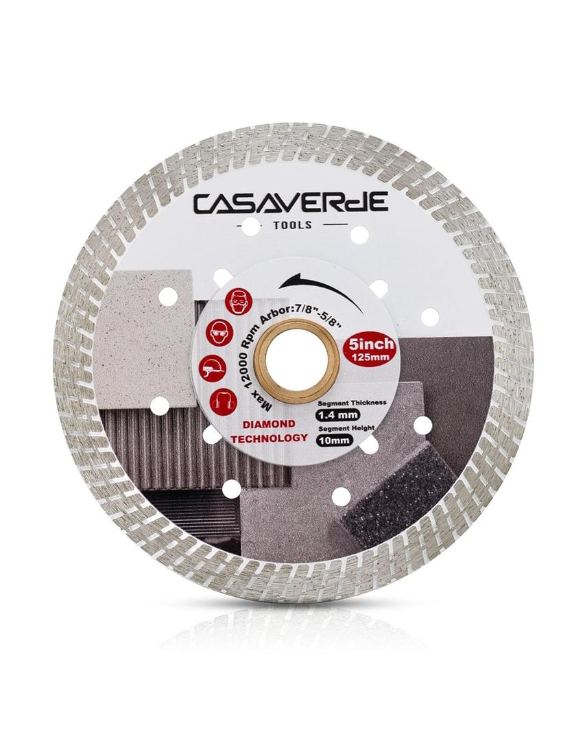 Casaverde Diamond Blade 5" Super Thin Porcelain Saw Blade for Hard Tile,Ceramic,Marble,Granite,Porcelain