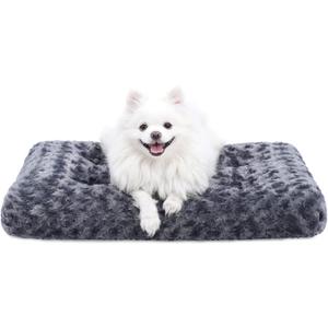 KSIIA Washable Dog Bed Deluxe Plush Dog Crate Beds Comfy Kennel Pad Anti-Slip Pet Sleeping Mat for Large, Jumbo, Medium, Small Dogs Breeds, 29" x 21", Dark Grey