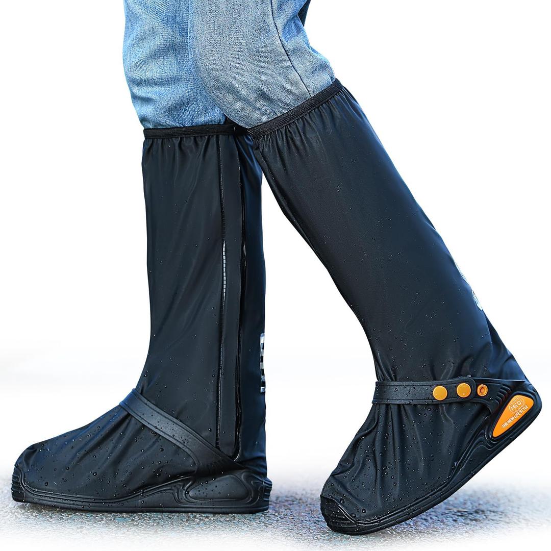 Waterproof Shoe Covers Rain Shoe Cover with Reflector for Men Women (X-Large, Black)