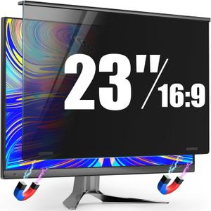 Magnetic Privacy Screen for Frameless Computer Monitor 23 Inch 16:9 Aspect Ratio, Hanging Blue Light Screen Protector Eye Protection Anti-Spy Shield, 23in Removable Privacy Filter