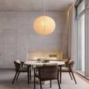 Large Rice Paper Pendant Light Kit, 20in White Globe Paper Lantern Lights, E26 Base, Japanese Hanging Lantern Lamp Japandi Chandelier for Dining Room Bedroom Office Living Room, 19.7in