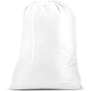 Nylon XL Laundry Bag - Locking Drawstring Closure, Machine Washable, These Large Bags Will Fit a Laundry Basket and Strong Enough to Carry up to Two Loads of Clothes (White | 30" x 40")