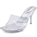 NBUUNBU Clear Heels for Women Sexy Platform High Kitten Heel Transparent Straps Shoes Square Toe Stiletto Comfortable Sandals Mules Pumps, Size 41