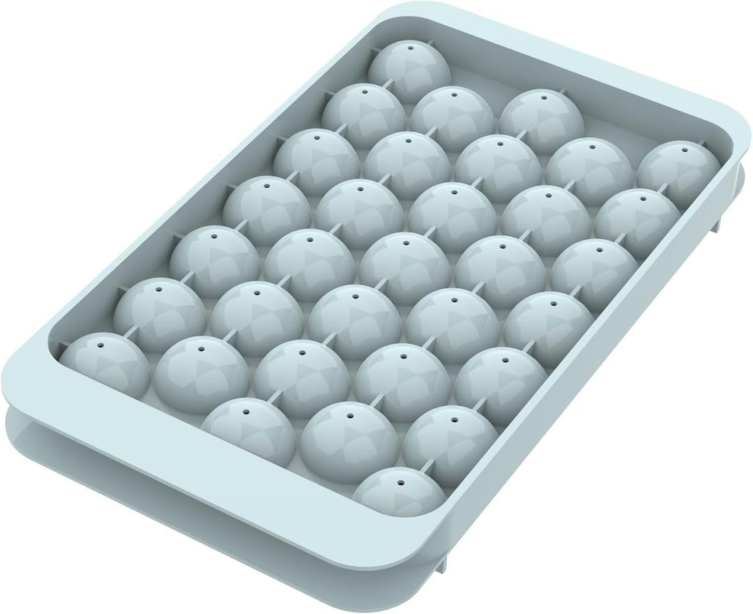 WIBIMEN Ice Cube Tray with Lid - Round Ice Tray for Freezer with Lid - Ice Cube Trays for Freezer (One Tray Only) (1"-1 PACK, Blue)