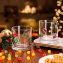 FYSUIMU Christmas Icon Juice Glasses 14oz Xmas Pine Tree Ho Stemless Wine Drinking Glass Cup for Winter Holiday Party Supplies, Set of 2