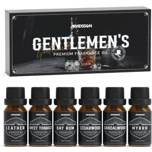 Essential Oils for Men, ARVIDSSON Masculine Essential Oils, Manly Fragrance Oils for Diffuser, Sandalwood, Cedarwood, Leather, Sweet Tobacco, Bay Rum, Myrrh, Gift for Men