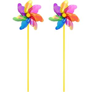 M METERXITY 2-Pack Rainbow Pinwheels, 19.7 Inch Plastic Wind Spinners Outdoor Flower Windmill for Party Decorations/Yard/Garden, Toy Wind Spinners [Colorful]