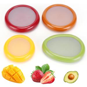 Winb Set of 4 Reusable Fruit and Veggie Savers - Ideal for Avocados, Tomatoes, Apples, Garlic, Onions, and More