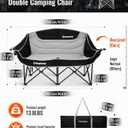 KingCamp Oversized Double Camping Chair, Heavy Duty 880lbs with Padded Seat & Cup Holders, 2 Person Loveseat Perfect for Outdoor Sports Family and Couples, Ideal for Lawn and Backyard, Black/Grey