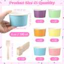 Kochorie 120 Pack 6oz Pastel Paper Ice Cream Cups with Spoons Colorful Party Paper Cups Disposable Dessert Sundae Bowls for Ice Cream Snacks Picnic Party Supplies
