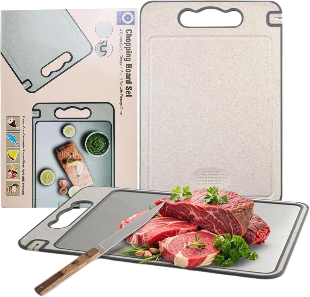 Double-Sided Stainless Steel Cutting Board, 14 Inches, with Non-Slip Silicone Edges