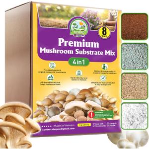 DUSPRO Recycle Premium 4-in-1 Mushroom Substrate Mix with Coco Coir, Zeolite, Gypsum & Vermiculite  Ideal Mushroom Growing Mix for Gardening, Moisture Retention, pH Balance & Ready to Use Mixture 8QT