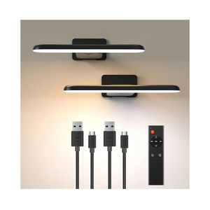 2 Pack Picture Lights for Wall, Rechargeable LED Picture Light Battery Operated with Remote, Dimmable Poster Light for Paintings, Portraits, Art Frames, Display Lighting for Wall Decor, Black