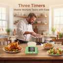 Digital Kitchen Timer for Cooking - 3 Channel Countdown Timer and Stopwatch with Strong Magnets,Silent Mode, LED Display, Memory, Timers for Cooking, Oven, Egg, Baking, Grilling, Teaching