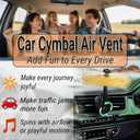 Car Cymbal Air Vent, Mini Crash Drum Cymbal Set with Mini Drum Stick, Funny Car Symbol Musical Gadget for Drummers, Dashboard Accessory Fits Most Vehicles, Turns Traffic into a Jam Session (Yellow)
