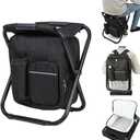 Fishing Backpack with Seat,Folding Stool Portable Bag with Cooler Insulated Picnic Bag for Outdoor Events, Hiking, Travel, Beach