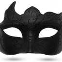 Masquerade Mask for Men Vintage Venetian Mask Halloween Mask for Party Prom Ball Costume Mask (Black)