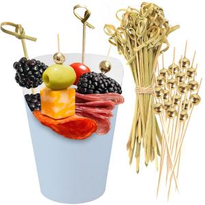 50pk 14oz Pastel Blue Charcuterie Cups with 200 Sticks (2 Types) - Wide Enlarged Top Cutout for Better Display - Pastel Blue Paper Charcuterie Board Cups Set
