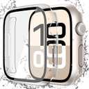 Misxi [2 Pack] Waterproof Hard Case with Tempered Glass Compatible with Apple Watch Series 11 (2025) Series 10 42mm, Overall Protective Cover for iWatch Screen Protector, 1 Starlight + 1 Transparent