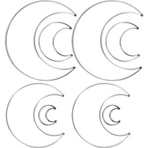8 Pcs/4 Sizes Metal Wire Moon Frame for Dream Catcher Rings - Crescent Wreath Form Tool Craft Supplies for Macrame, DIY Home Wall Hanging Projects, Floral Crafts, and Half-Shaped Decoration Hoops