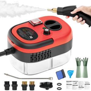 2500W Handheld Steam Cleaner,Portable Car Steamer For Auto Detailing,High-Temperature and Pressure Steam Cleaner For Home, Steam Cleaning Machine for Furniture,Kitchen,Grout,Floor,Tile (Red)