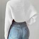 RoseSeek Women's Open Front Cropped Cardigan Bolero Shrug Knit Fall Sweater (White)