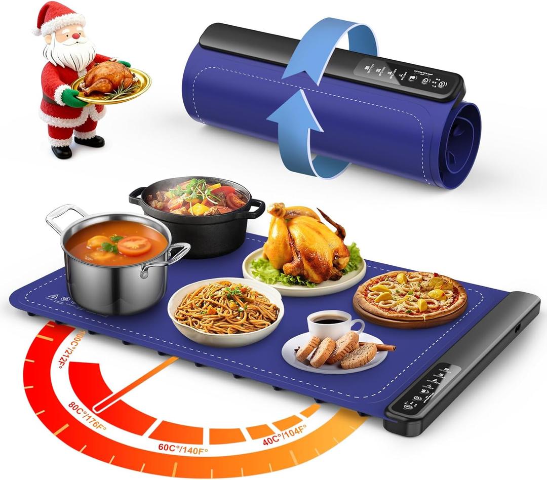 Warming Mat for Food,Warming Trays with 4 Temperature Levels 8 Seconds Heating TechSilicone Electric Warmer for Parties Buffet,Dining and Hosting,Christmas Gifts for Women