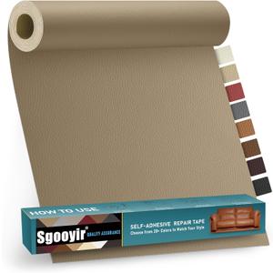 Leather Repair Patch Tape Kit, 16" x 30" Self Adhesive Leather Repair Patch for Furniture, Vinyl Leather Repair Kit for Car Seat, Chairs, Couch, Sofa, Boat Beige