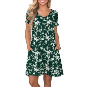 Women's Casual T Shirt Dress Summer Short Sleeve Swing Dresses with Pockets (Medium)