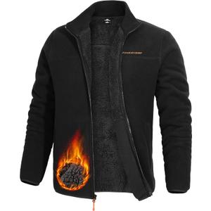 Pioneer Camp Men's Polar Fleece Sherpa Lined Jacket Warm Full Zip Up Thick Jacket Soft Outwear Winter Coat with Zipper Pocket (Large, Black)