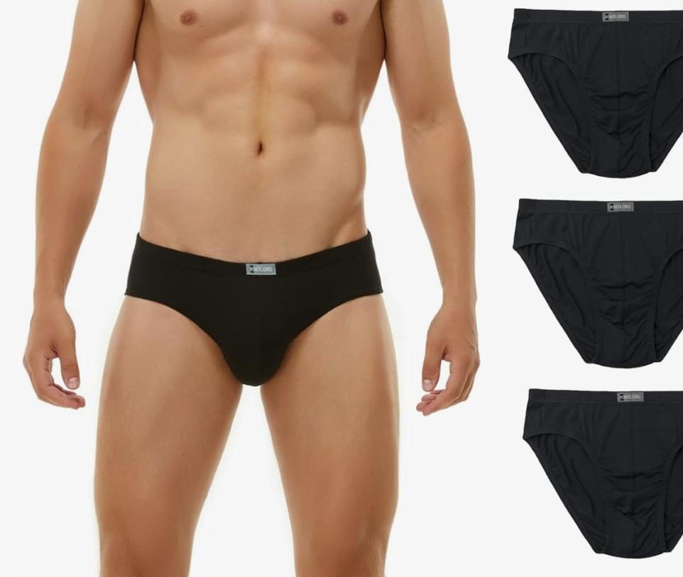 KNITLORD Men's Underwear Bamboo Viscose Soft Lightweight Mid/Low Rise Briefs 3 Pack  (Small, Black)