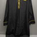Muslim Robe for Men Arab Long Sleeve Kaftan Islamic Arabic Abaya Thobe Ramadan Middle East Islamic Cloth Shirt Gown (XL, Black)