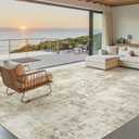 Soalmost Abstract 7x10 Area Rug for Living Room Washable Rugs Beige/Gray